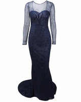 So Beautiful Glitter Long Sleeve Maxi Dress - Fashion Genie Boutique