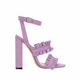 Diamond Girl Ruffle Platform Block Heels - Fashion Genie Boutique