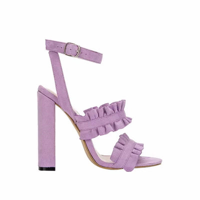 Diamond Girl Ruffle Platform Block Heels - Fashion Genie Boutique