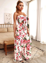 Getaway White Floral Print Changeable Top & Wide Leg Trousers Co-Ord - Fashion Genie Boutique
