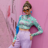 Brenda Green Floral Long Sleeve Crop Top - Fashion Genie Boutique