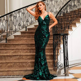 Shimmer Away Green Sequin Fishtail Maxi Dress - Fashion Genie Boutique