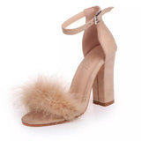 Love Bites Brown Feather Strappy Heels - Fashion Genie Boutique