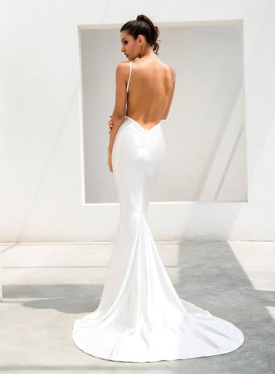 Elegantly Blissful White Slinky Maxi Dress - Fashion Genie Boutique