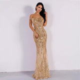 Monroe Gold Bardot Sequin Maxi Gown Dress - Fashion Genie Boutique