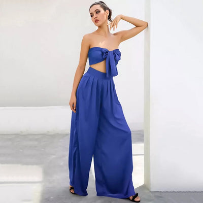 Dream Life Blue Changeable Top & Wide Leg Trousers Co-Ord - Fashion Genie Boutique