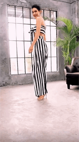 Josie Black & White Stripe Changeable Top & Wide Leg Trousers Co-Ord - Fashion Genie Boutique
