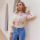 Falling In Love Apricot Polka Long Sleeve Blouse - Fashion Genie Boutique