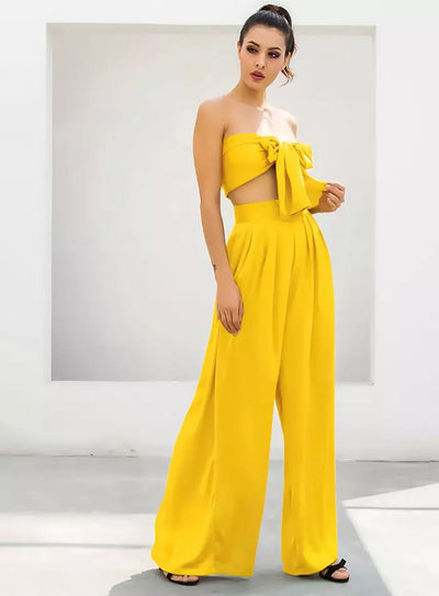 Dream Life Yellow Changeable Top & Wide Leg Trousers Co-Ord - Fashion Genie Boutique