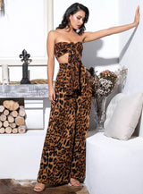 Wild Time Brown Leopard Print Changeable Top & Wide Leg Trousers Co-Ord - Fashion Genie Boutique