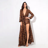 Wow Effect Brown Leopard Dipped Hem Playsuit - Fashion Genie Boutique