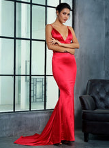 Elegantly Blissful Red Slinky Maxi Dress - Fashion Genie Boutique