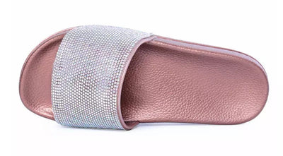 Cosmic Girl Rhinestone Embellished Sliders - Fashion Genie Boutique