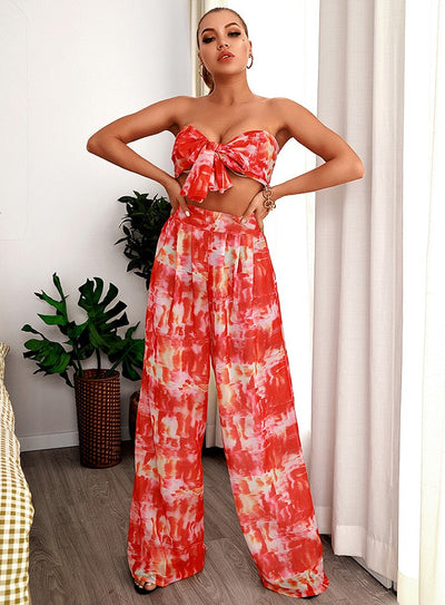 Hadley Red Changeable Top & Wide Leg Trousers Co-Ord - Fashion Genie Boutique