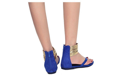 On Trend Black Gold Band Flat Sandals - Fashion Genie Boutique
