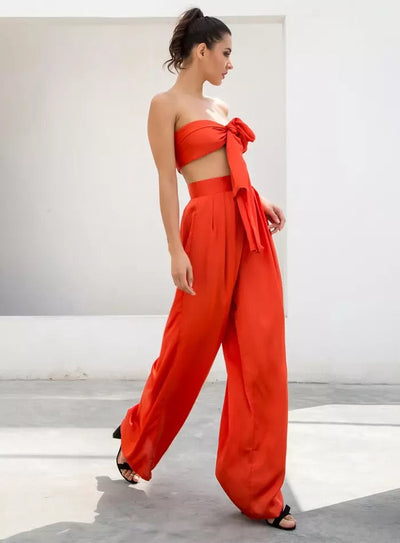 Dream Life Red Changeable Top & Wide Leg Trousers Co-Ord - Fashion Genie Boutique