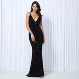 Goal Digger Black Sequin Maxi Gown Dress - Fashion Genie Boutique
