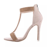 Rock Chic Beige Crystal Embellished Stiletto Shoes - Fashion Genie Boutique
