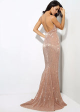 Goal Digger Champagne Sequin Maxi Gown Dress - Fashion Genie Boutique