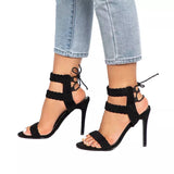 Samantha Beige Ankle Strap High Heel Shoes - Fashion Genie Boutique