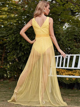 Dreamboat Yellow Floaty Romper Dress - Fashion Genie Boutique