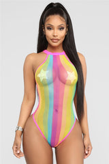 Coast Of Italy Stripe Halter Mesh Swimsuit - Fashion Genie Boutique