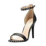 Rock Chic Black Studded Patent Stiletto Sandal - Fashion Genie Boutique