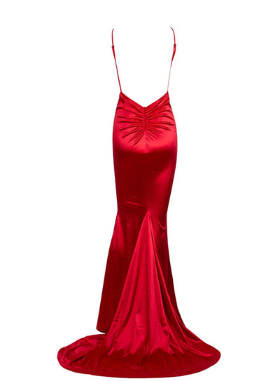 Elegantly Blissful Red Slinky Maxi Dress - Fashion Genie Boutique