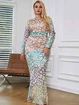 Curve Appeal Gold Sequin Long Sleeve Fishtail Maxi Dress - Plus - Fashion Genie Boutique