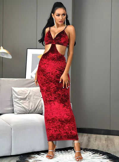 Afterparty Red Cut Out Maxi Dress - Fashion Genie Boutique