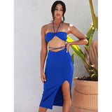 Seeking Love Blue Crop Top & Midi Skirt Co-Ord - Fashion Genie Boutique