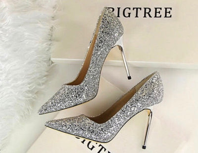 Till the Glitter Ends Silver High Heels - Fashion Genie Boutique