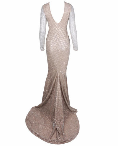 So Beautiful Glitter Long Sleeve Maxi Dress - Fashion Genie Boutique