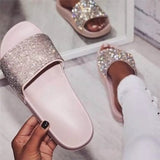 Cosmic Girl Rhinestone Embellished Sliders - Fashion Genie Boutique