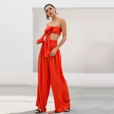 Dream Life Red Changeable Top & Wide Leg Trousers Co-Ord - Fashion Genie Boutique