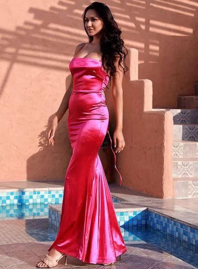Dirty Martini Pink Maxi Fishtail Dress - Fashion Genie Boutique
