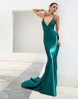 Elegantly Blissful Green Slinky Maxi Dress - Fashion Genie Boutique
