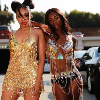 Glow Getter Gold Rhinestone Chain Top - Fashion Genie Boutique