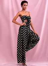 Gracie Black Polka Dot Changeable Top & Wide Leg Trousers Co-Ord - Fashion Genie Boutique