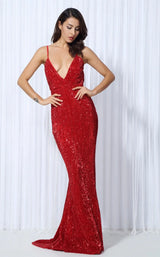 Goal Digger Red Sequin Maxi Gown Dress - Fashion Genie Boutique