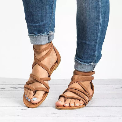 Vermont Brown PU Sandles - Fashion Genie Boutique