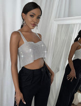 Count On You Rhinestone Chain Mail Crop Top - Fashion Genie Boutique