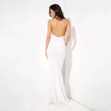 Spotlight Statement White Sequin Fishtail Maxi Dress - Fashion Genie Boutique