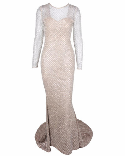 So Beautiful Glitter Long Sleeve Maxi Dress - Fashion Genie Boutique