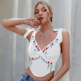 Risk Your Love Rose Embroidered Crop Top - Fashion Genie Boutique