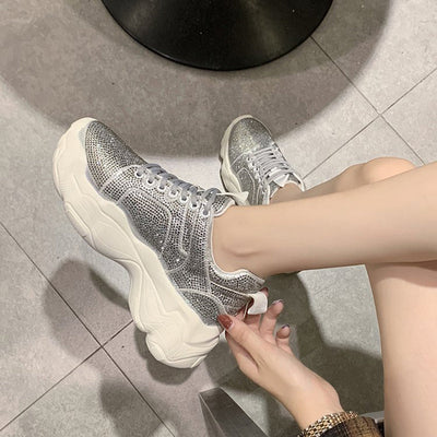 Sparkle Days Silver Crystal Embellished Trainers - Fashion Genie Boutique