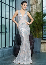 Sweet Evidence Silver Sequin Fishtail Maxi Dress - Fashion Genie Boutique