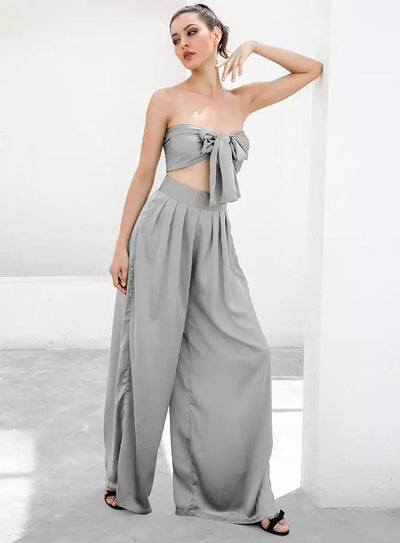 Dream Life Grey Changeable Top & Wide Leg Trousers Co-Ord - Fashion Genie Boutique
