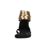 On Trend Black Gold Band Flat Sandals - Fashion Genie Boutique