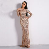 Unrequited Love Rose Gold Sequin Long Sleeve Maxi Dress - Fashion Genie Boutique